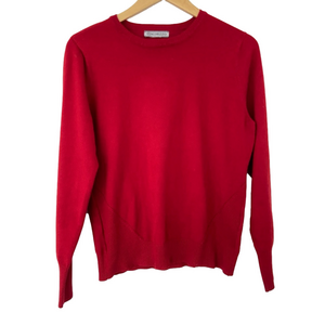 SCORZZO RED CLASSIC KNIT VISCOSE BLEND SWEATER WITH WAIST RIBBING, MEDIUM